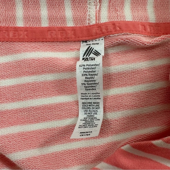 NWT RBX V Neck Hooded Sweatshirt Women’s Medium Mid Pocket French Terry Striped - Picture 4 of 7